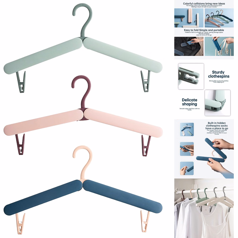 Foldable Travel Hangers with Clips