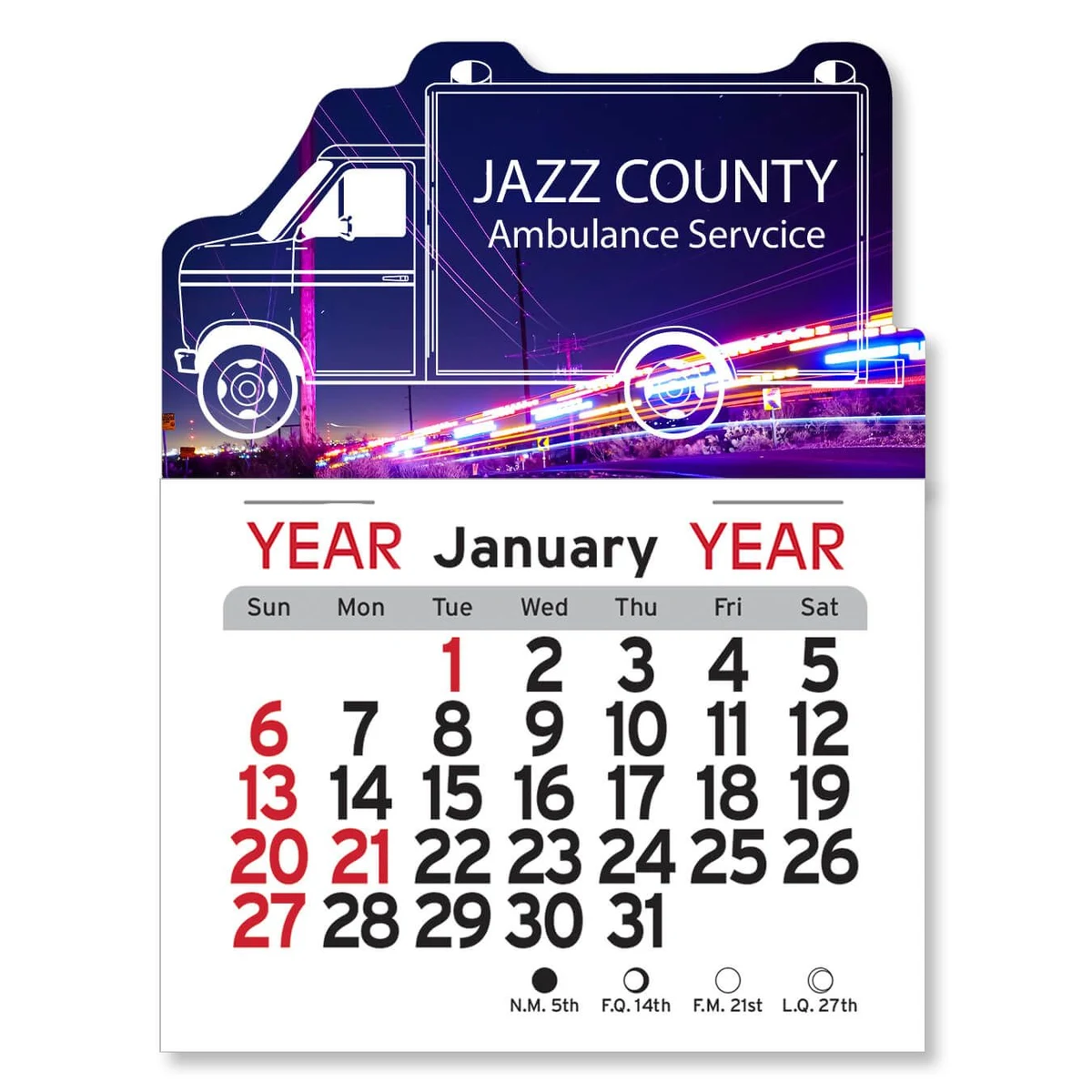 Adhesive Peel-N-Stick® Calendar - Ambulance 1