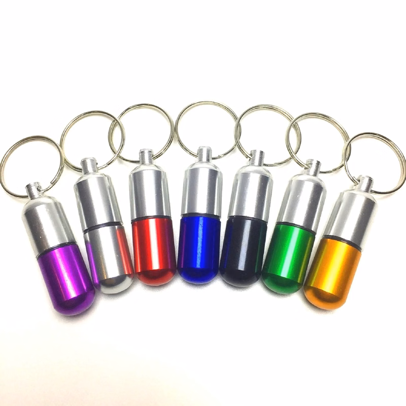Capsule Shape Aluminum Pill Box