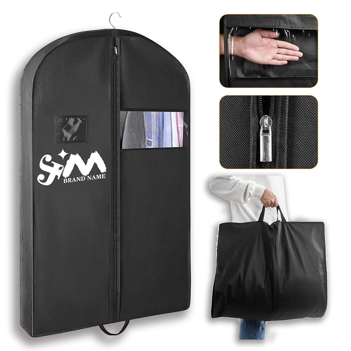 Foldable Clear Hanging Travel Suit Long Dress Garment Bags 1
