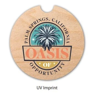 USA Made RusticRest UV Laser Engraved Wood Car Coaster with Felt Back 1