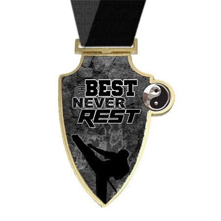 Medallion: 3" Shield Martial Arts Best Never Rest 1