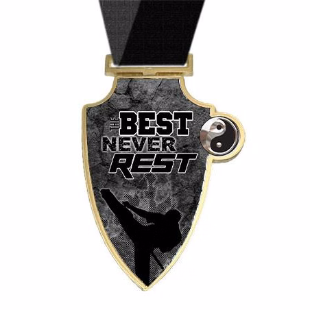 Medallion: 3" Shield Martial Arts Best Never Rest
