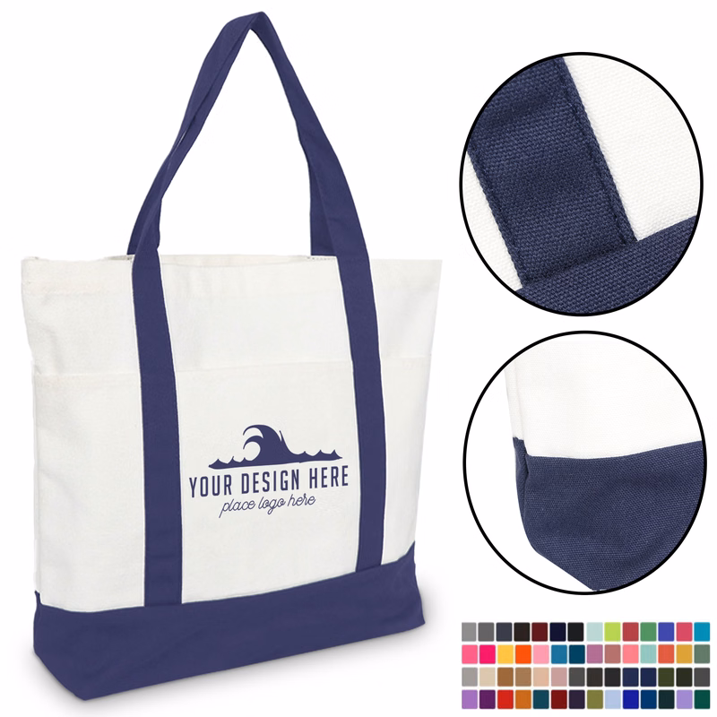 Natural Cotton Canvas Grocery Tote Bag