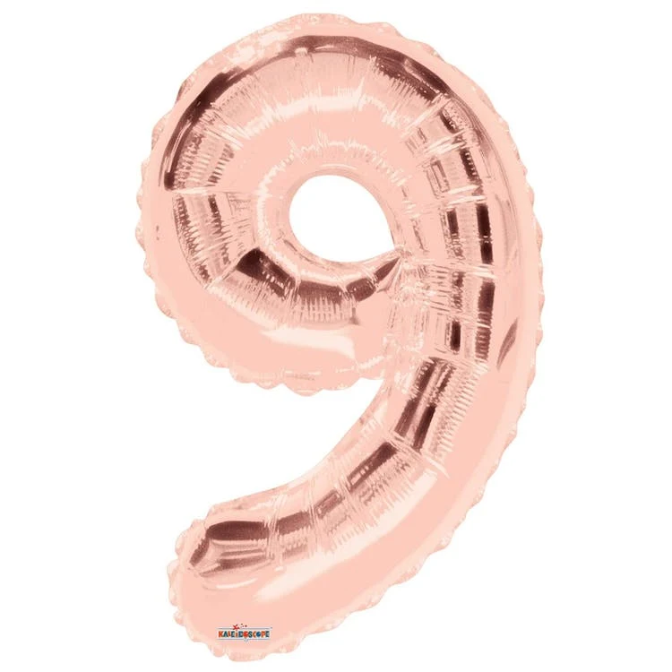 Mylar Number 9 Balloon - Rose Gold 34" 1