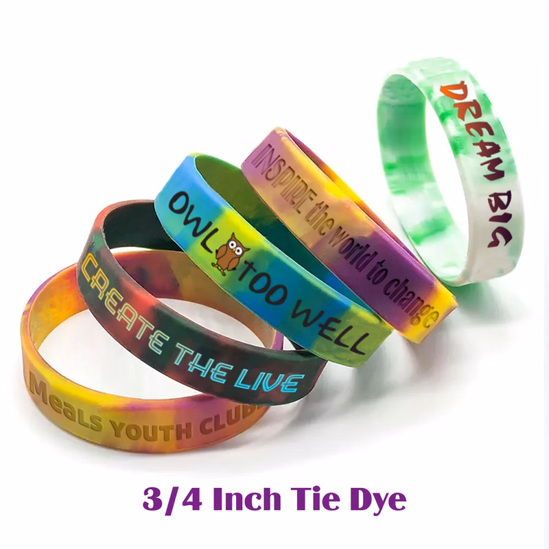 Tie Dye Silicone Wristband - 3/4" band