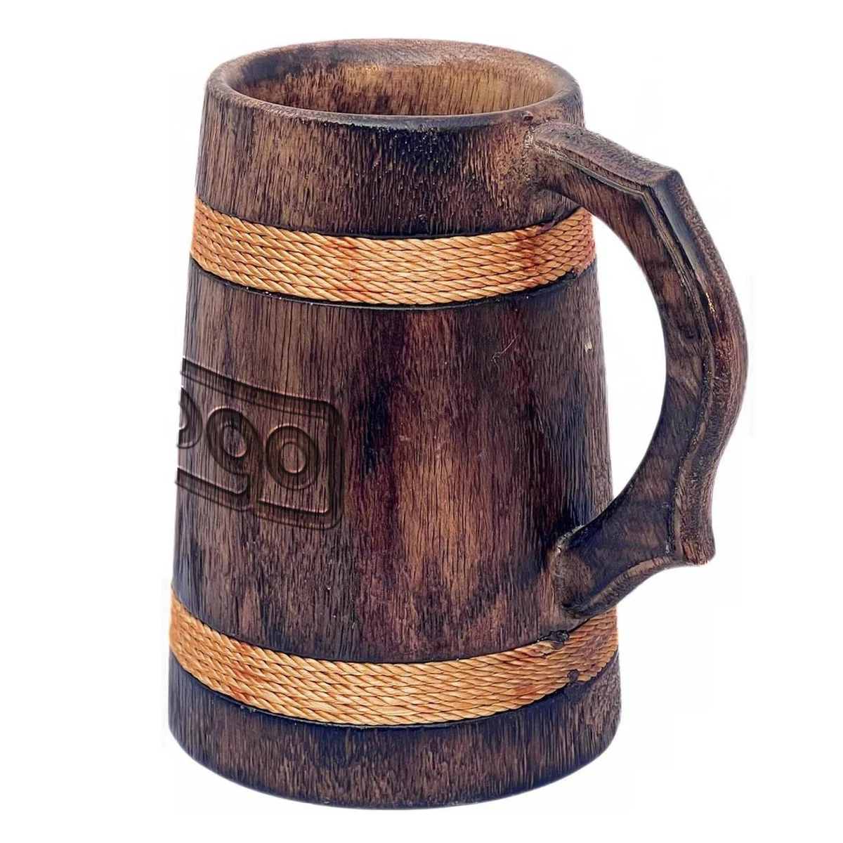 17oz Handmade Wooden Beer Mug w/Handle 1