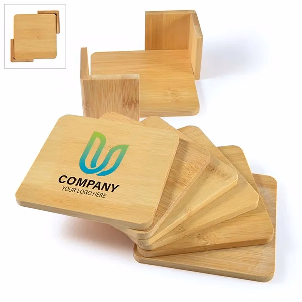 6-Piece Bamboo Coaster Set