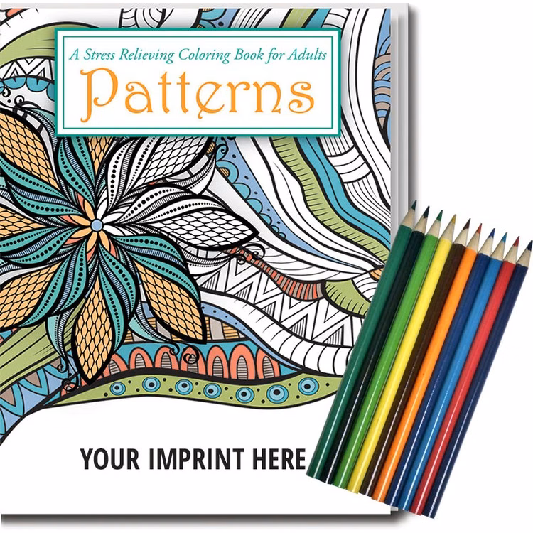 ADULT COLORING BOOK RELAX PACK - Patterns Stress Relief Coloring Book with Colored Pencils Set