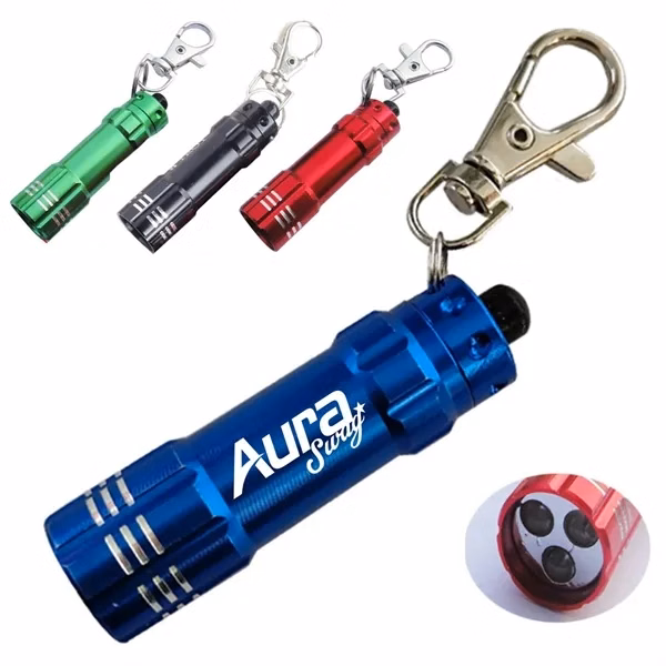 Custom Aluminum 3-LED Mini Keychain Flashlight — Full-Color Corporate Gift