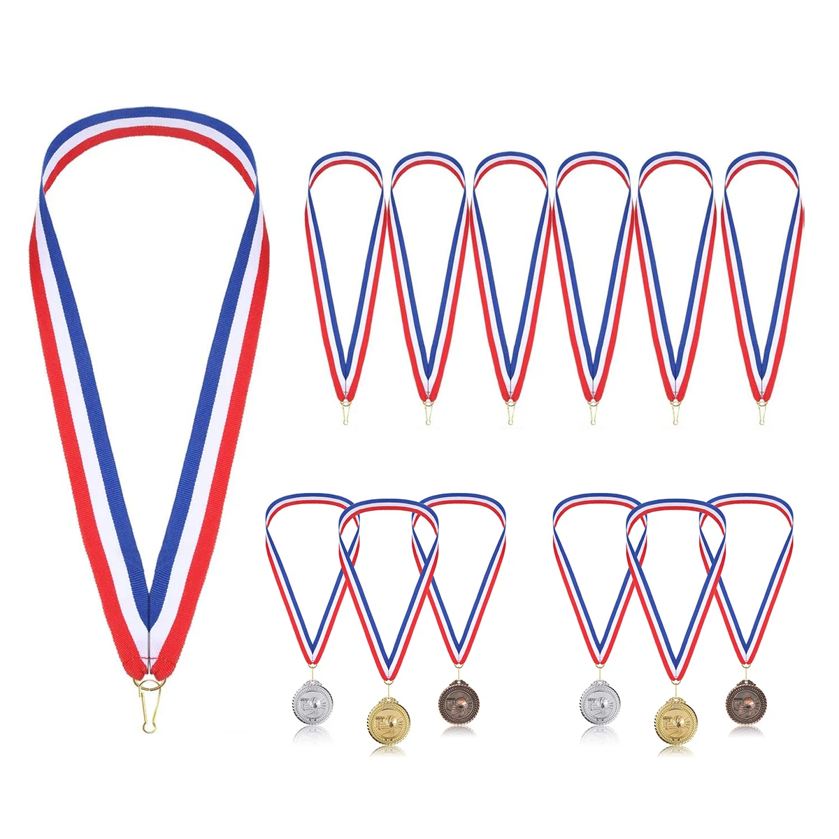 Ribbon Striped Medal Lanyard Strap with Buckle Clip 1