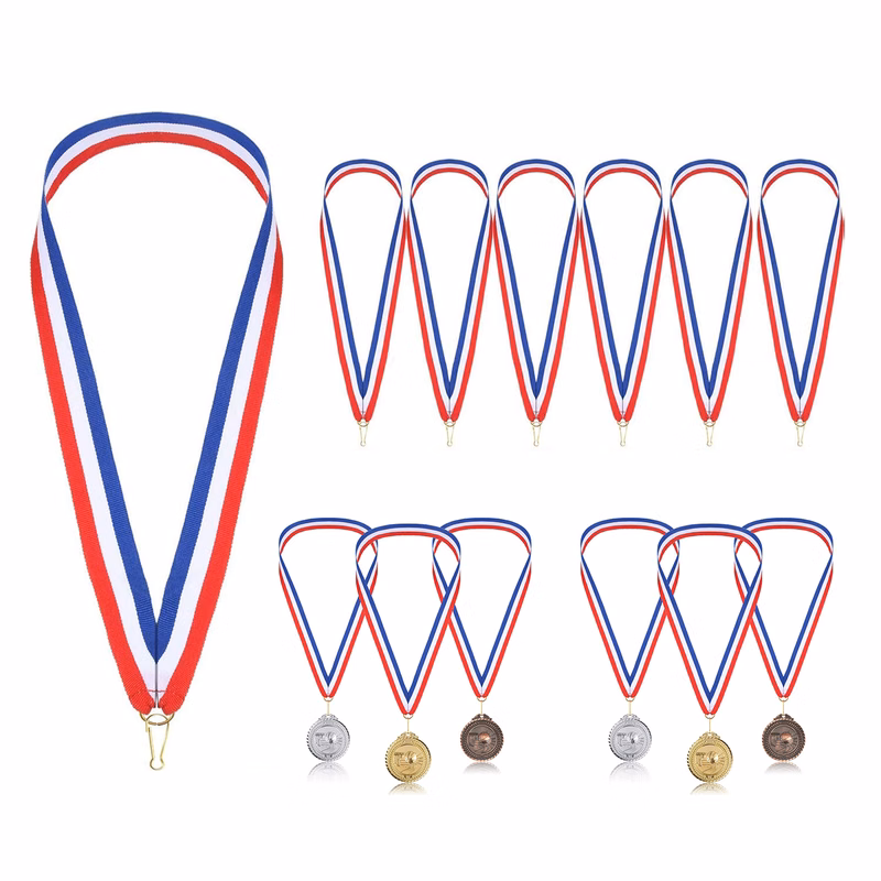 Ribbon Striped Medal Lanyard Strap with Buckle Clip