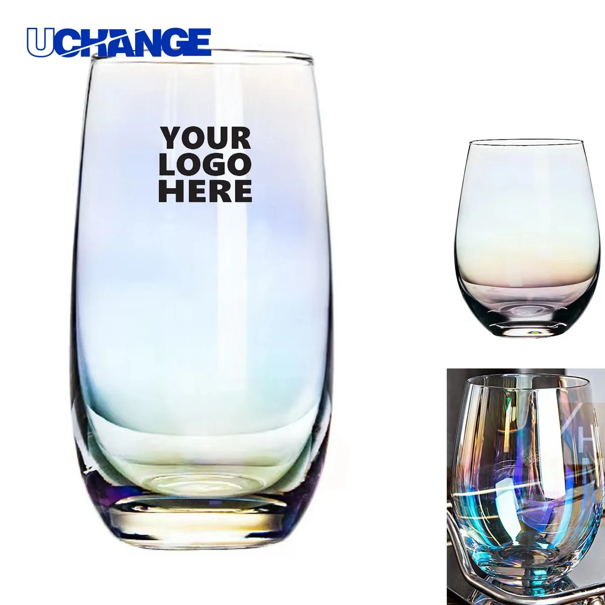 Electroplated Colorful Egg-Shaped Glass Cup Container for Events (13 oz) 1