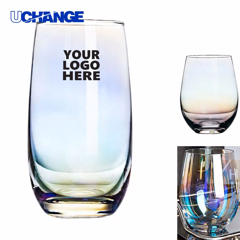 Electroplated Colorful Egg-Shaped Glass Cup Container for Events (13 oz)