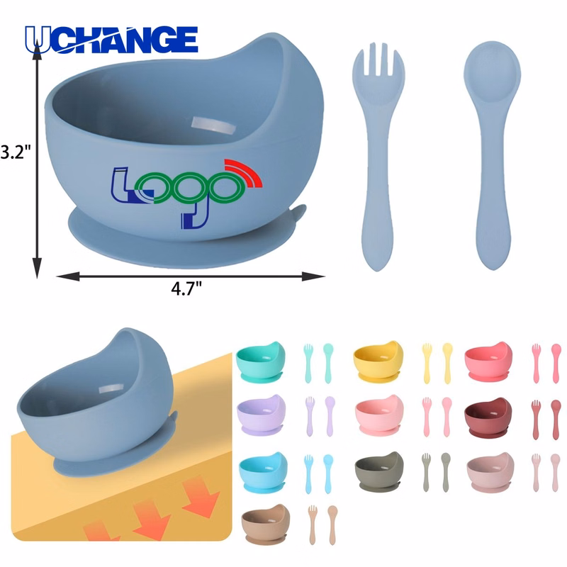 Stable Toddler Suction Cup Silicone Feeding Bowl Set