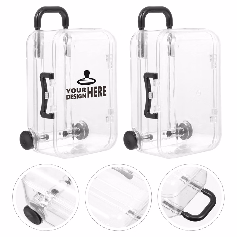 Mini Suitcase Clear Favor Box With Wheels