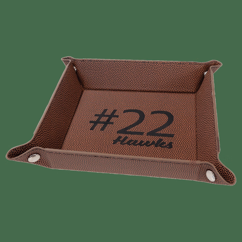 6" x 6" Football Leatherette Snap Up Tray with Silver Snaps