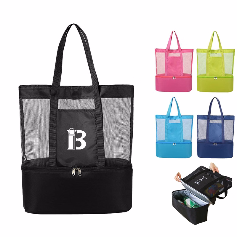 Mesh Beach Tote Bag With Cooler