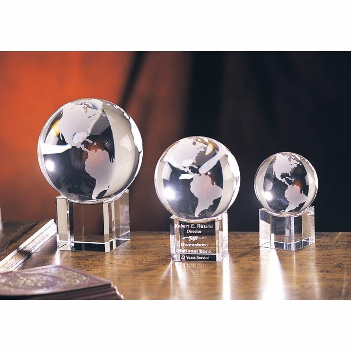 Designer Crystal Spinning Globe on Base Award