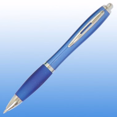 CURVE PLASTIC PEN BLUE W/ CHROME TRIM