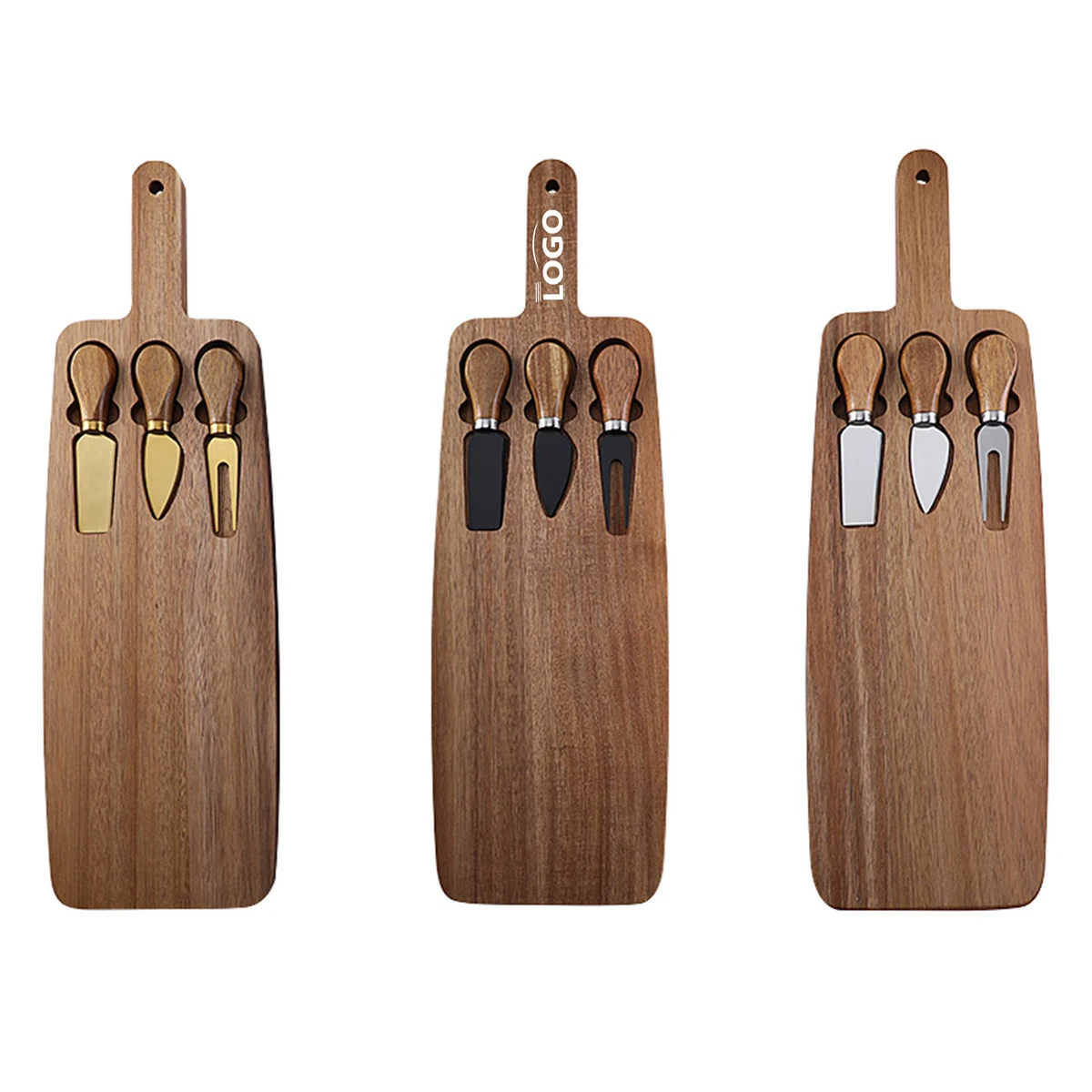 Acacia Wood Cheese Board & Knife Set 1