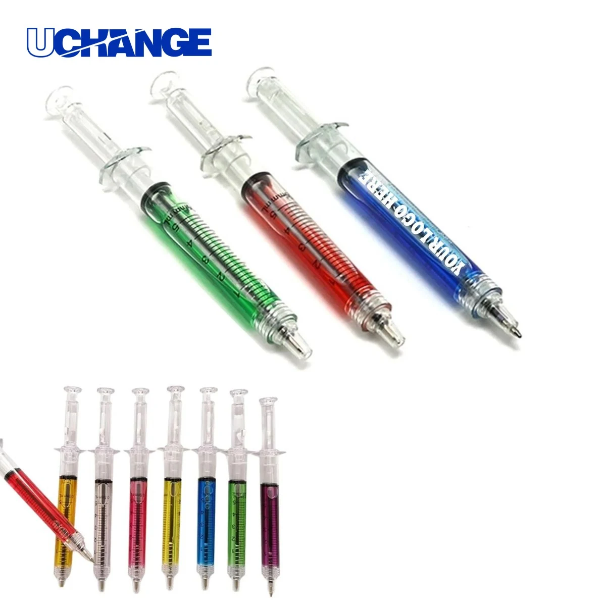 Syringe-Shaped Ballpoint Pen with Scale, custom pen with logo imprint 1