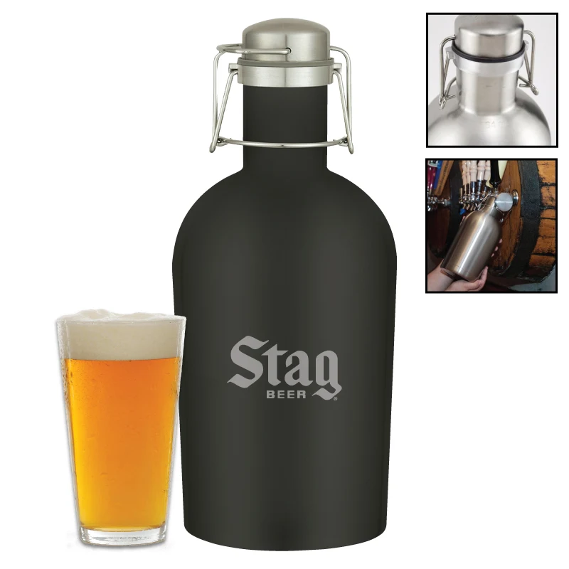Portland 64 oz. Stainless Steel Beer Growler Jug, custom water bottle with logo imprint 1
