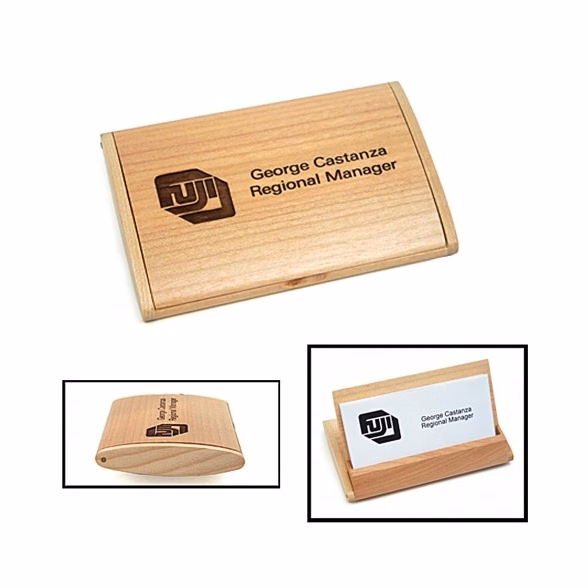 Laser Engraved Maple Business Card Holder