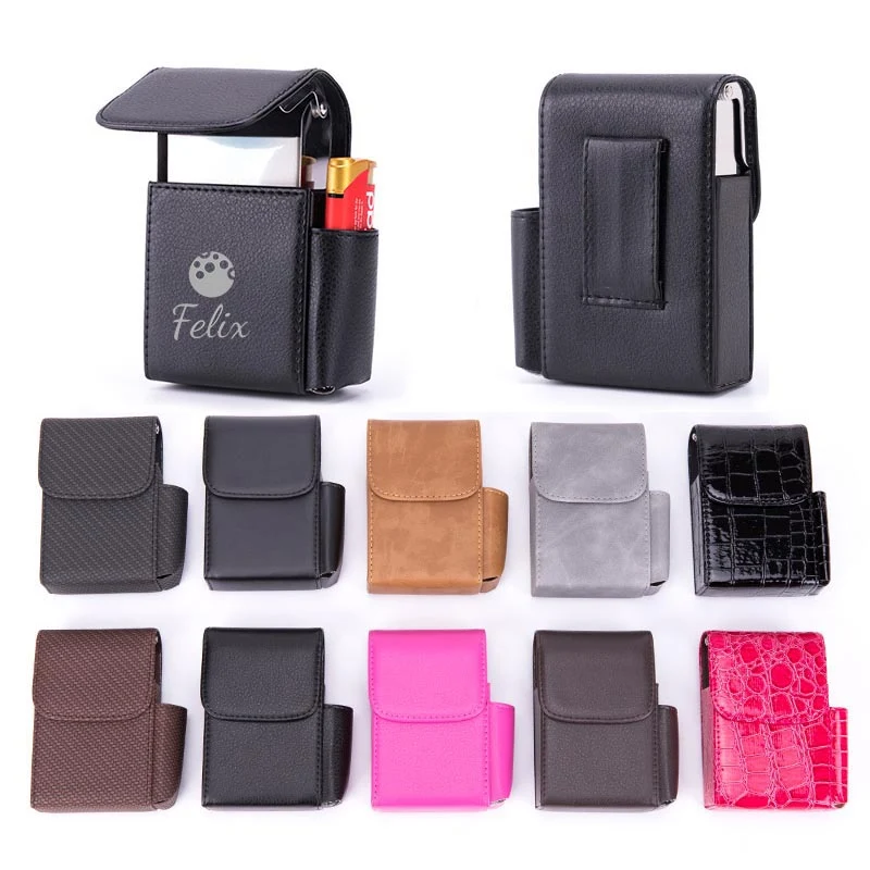 PU Leather Cigarette Box Case with Pouch Lighter Holder 1
