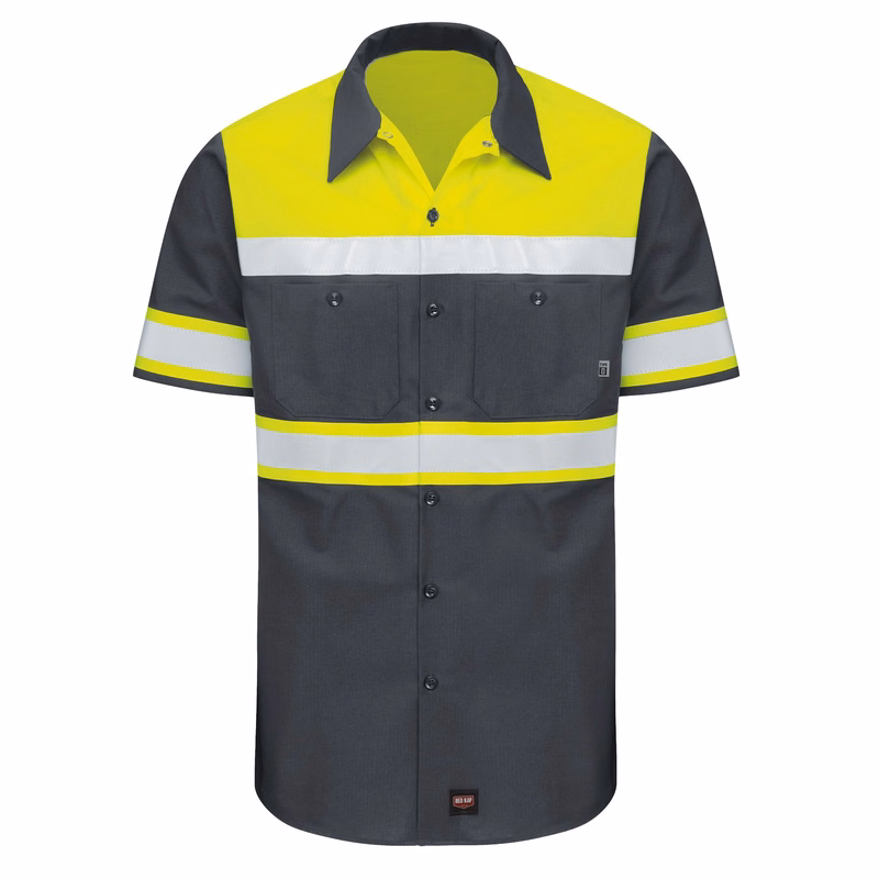 Red Kap® Men's Hi Vis Color Block Ripstop Work Shirt - Type O, Class 1