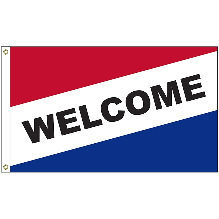 Welcome Diagonal 3' x 5' Message Flag with Heading and Grommets 1