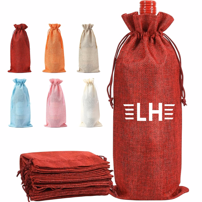 Reusable Burlap Wine Gift Pouch