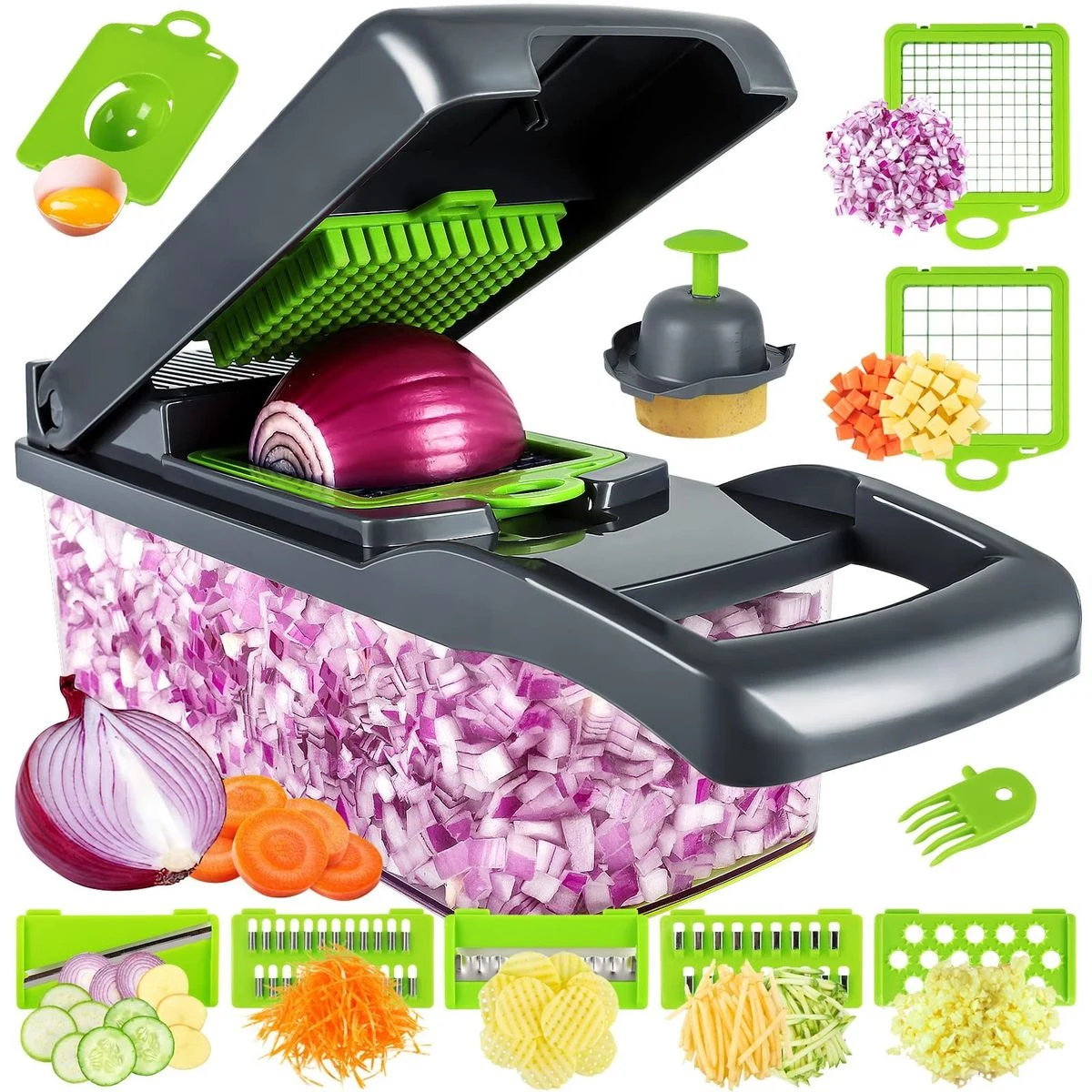 Vegetable Chopper Pro, Multifunction 13 in 1 Food Chopper, Kitchen Vegetable Slicer Dicer Cutter 1