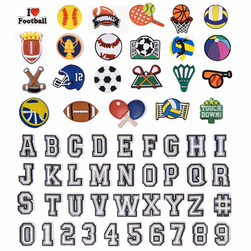 Shoe Charms Sports Ball Letter Number Charms for Shoe Decoration