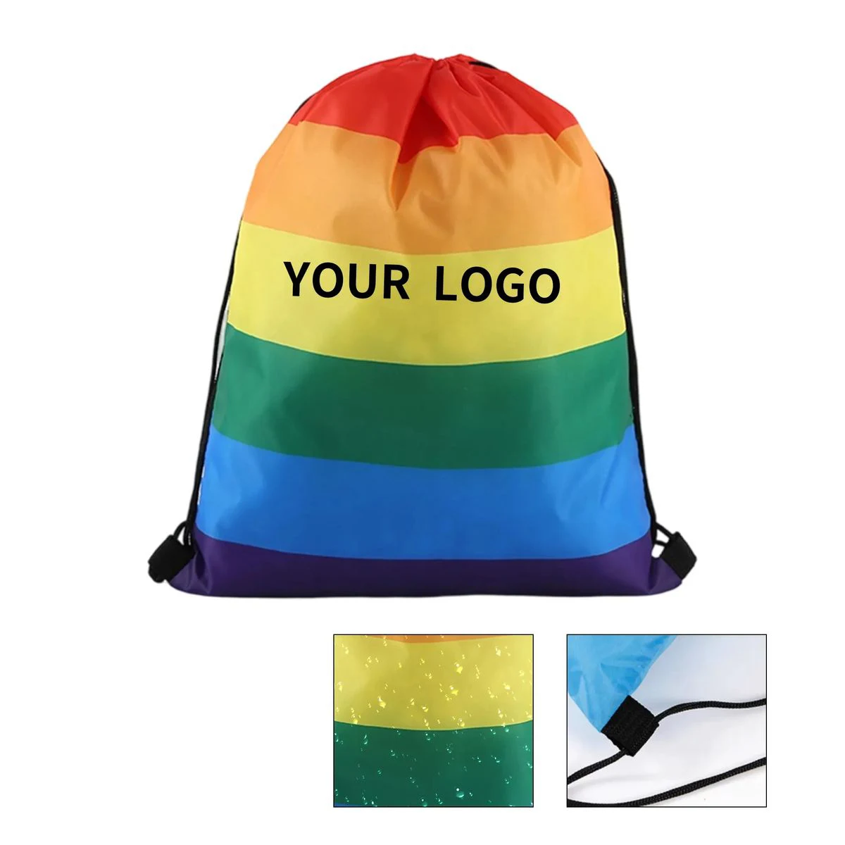 Rainbow Print Drawstring Backpack for Events and Travel 1
