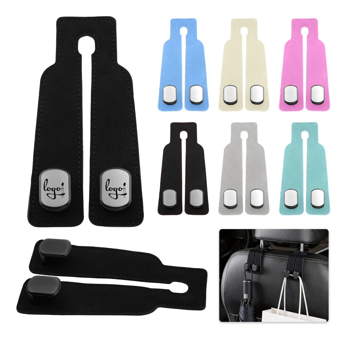 Leather Metal Car Seat Headrest Hook 1