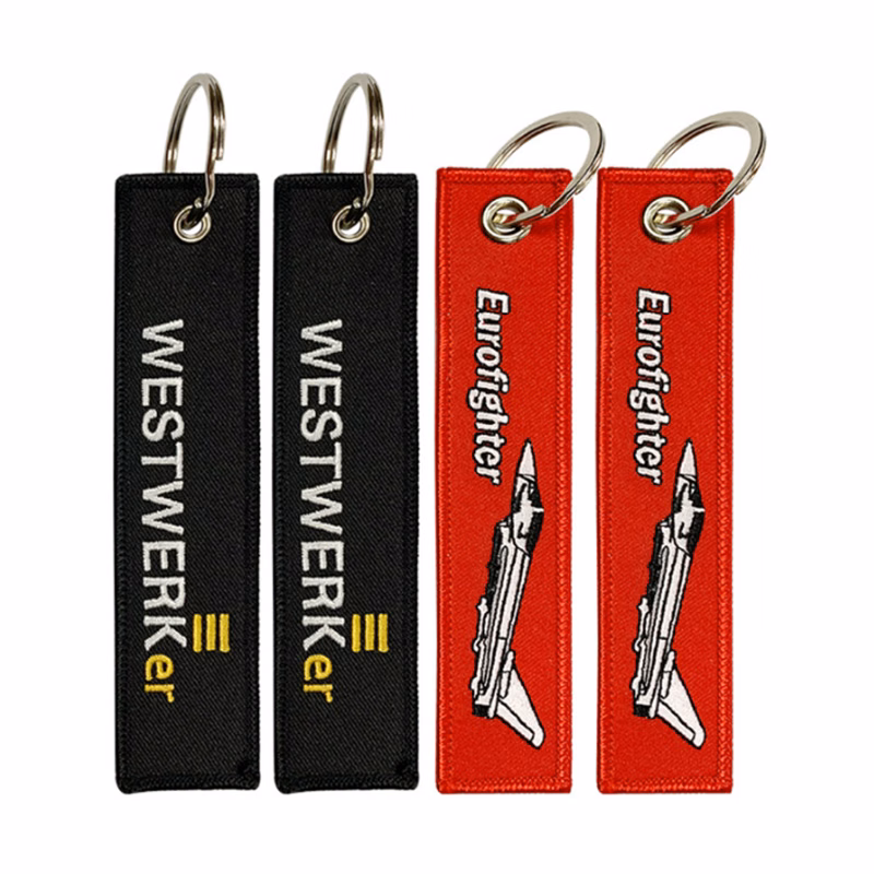 Custom Car Embroidered Keychain Embroidered Double Sided Logo Keychain Double Sided Embroidered