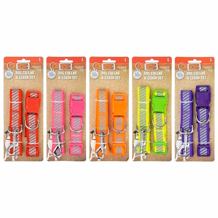 Reflective Nylon Leash & Collar Sets - Large Assorted Colors