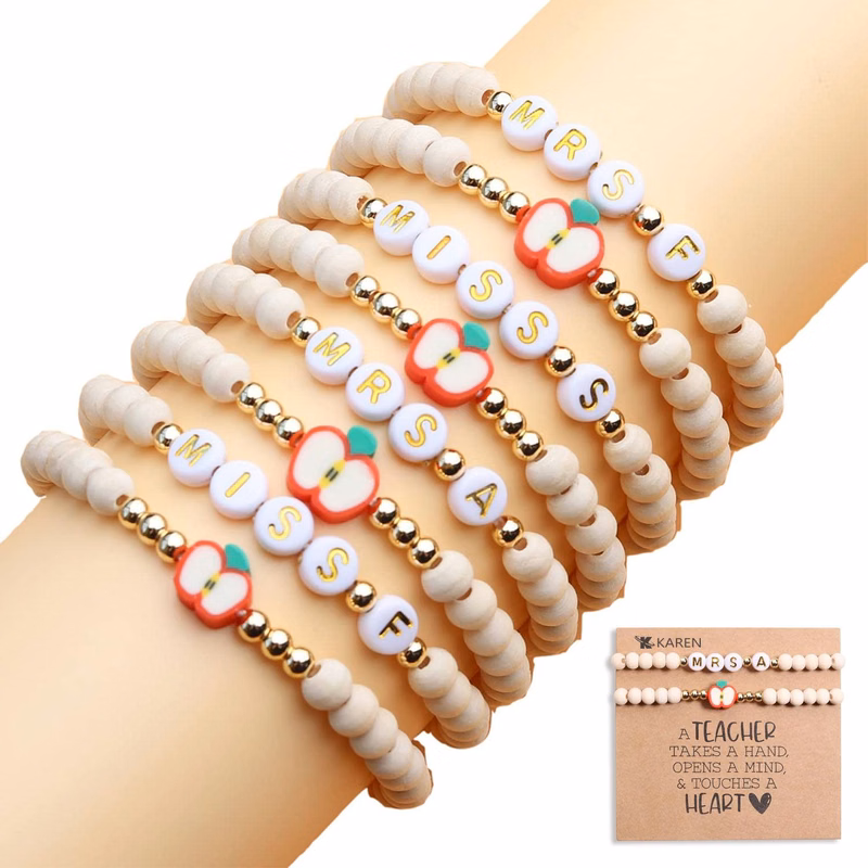 Custom Polymer Clay Teacher Bracelet Set