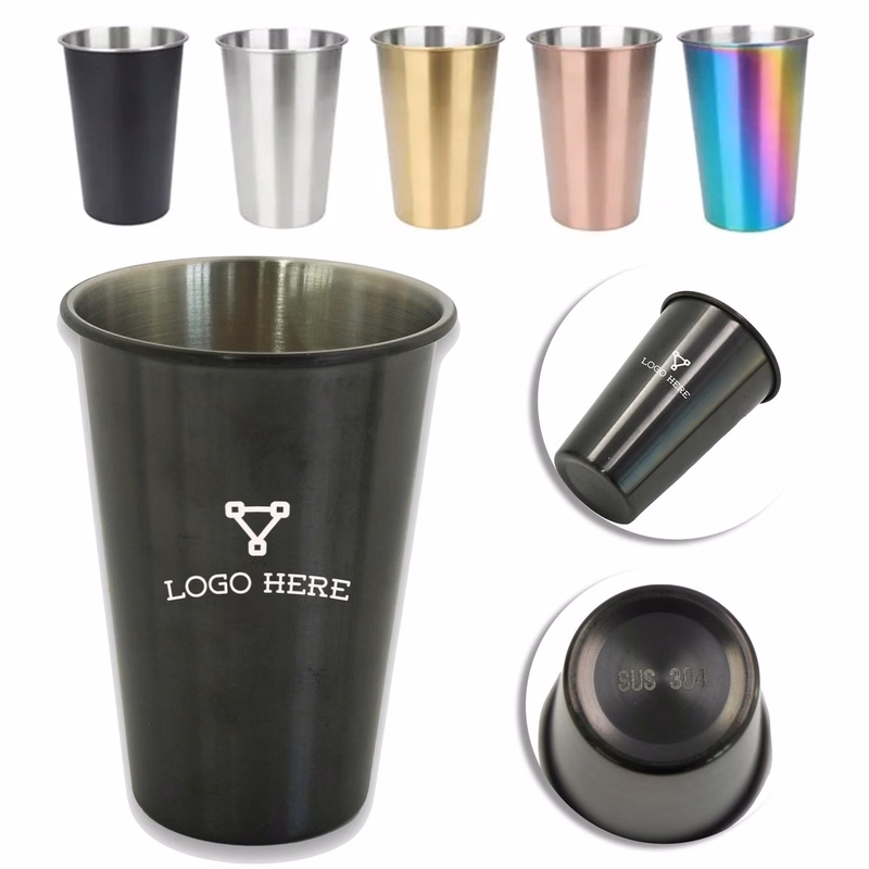 17oz Stainless Steel Pint Healthy Unbreakable Stackable Metal Drinking Beer Cups