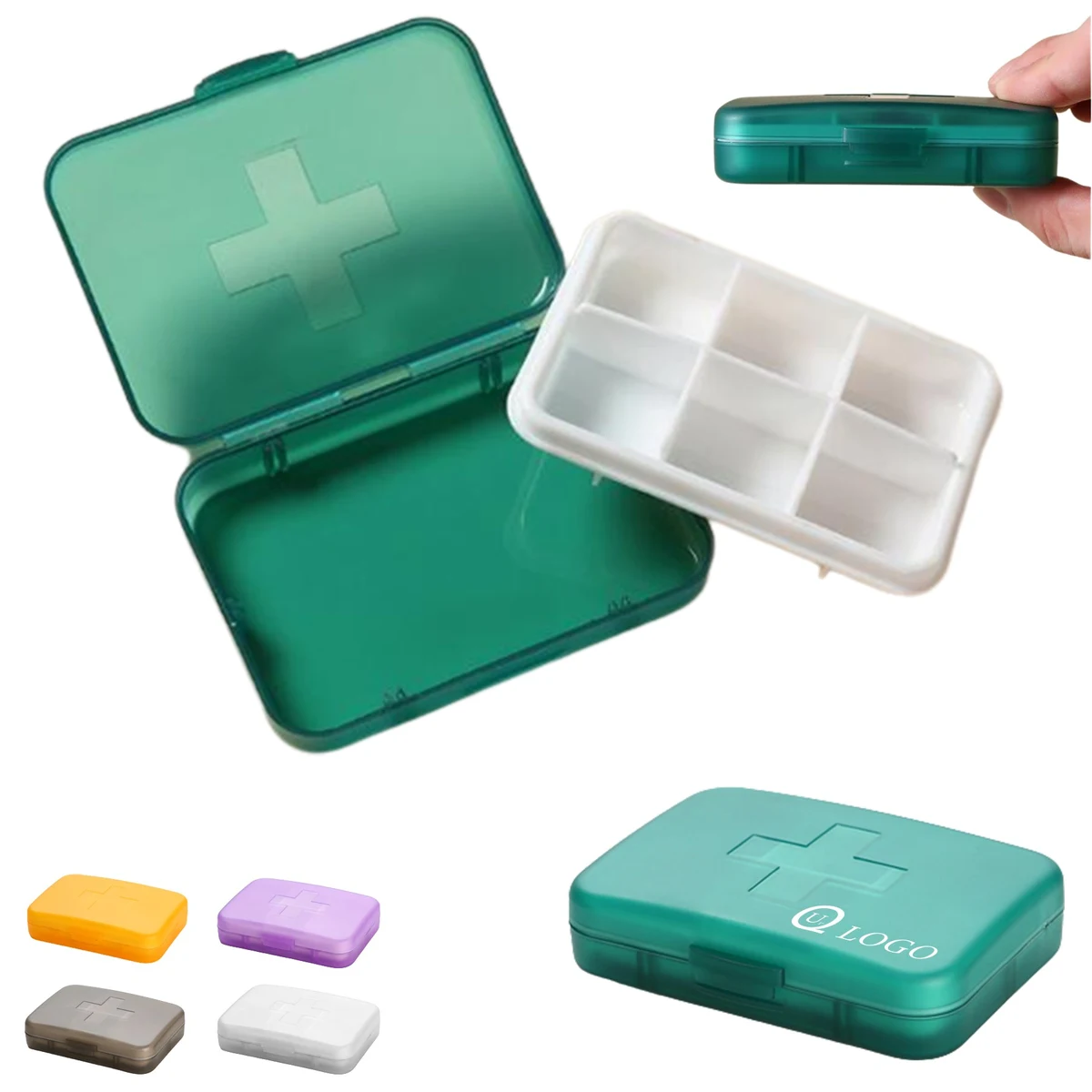 Medicine Organizers W/Detachable 6-Compartment 1