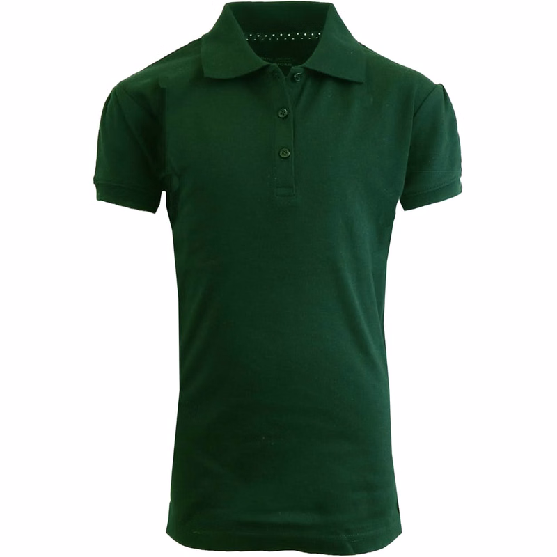 Girls' School Uniform Polo Shirts - Hunter Green Short Sleeve Size 4 - 6X