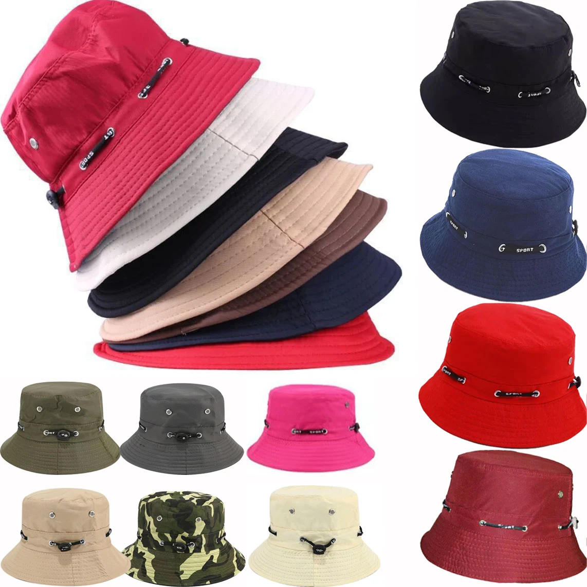 Lightweight Outdoor Unisex Cotton Adjustable Bucket Hats Caps 1