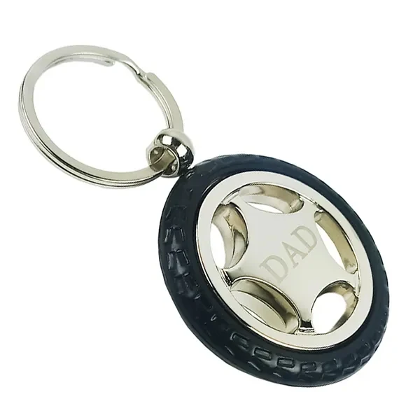 Tire Shaped Metal Keychain 1
