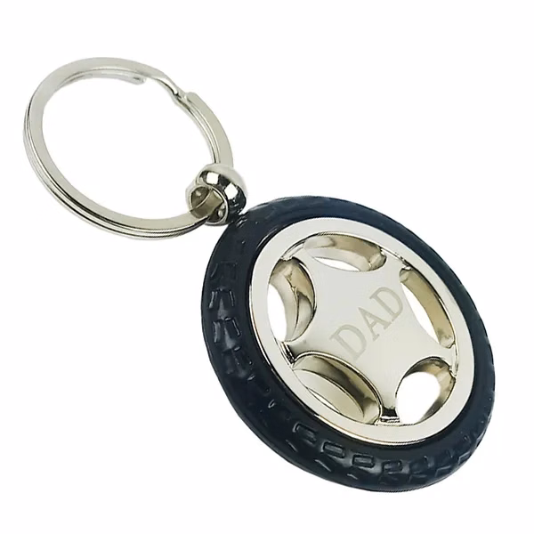 Tire Shaped Metal Keychain