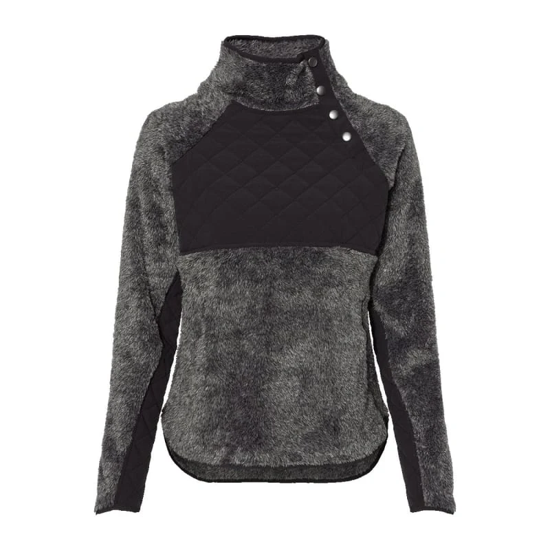 Boxercraft Women's Quilted Fuzzy Fleece Snap Placket Pullover - FZ06 1