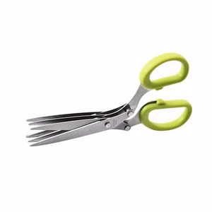 Dual Color Handle Triple Blade Herb Chopper Scissors