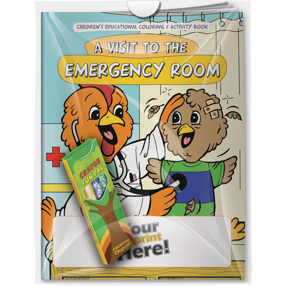 Combo Pack - CB1034 Coloring Book & 4-Pack of Crayons (Imprinted) in a Poly Bag 1