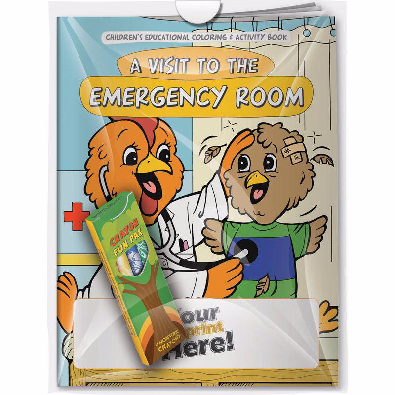 Combo Pack - CB1034 Coloring Book & 4-Pack of Crayons (Imprinted) in a Poly Bag