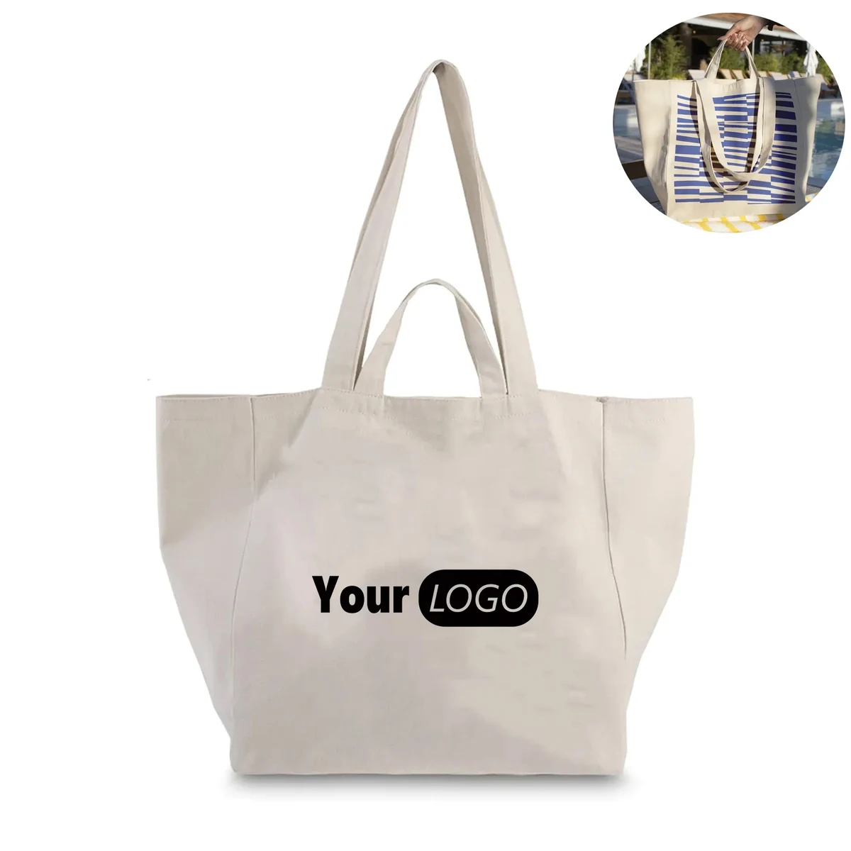 2 Sizes Of Handle Canvas Tote Bag 14 1/2"W x 14 1/2"H x 8"D 1